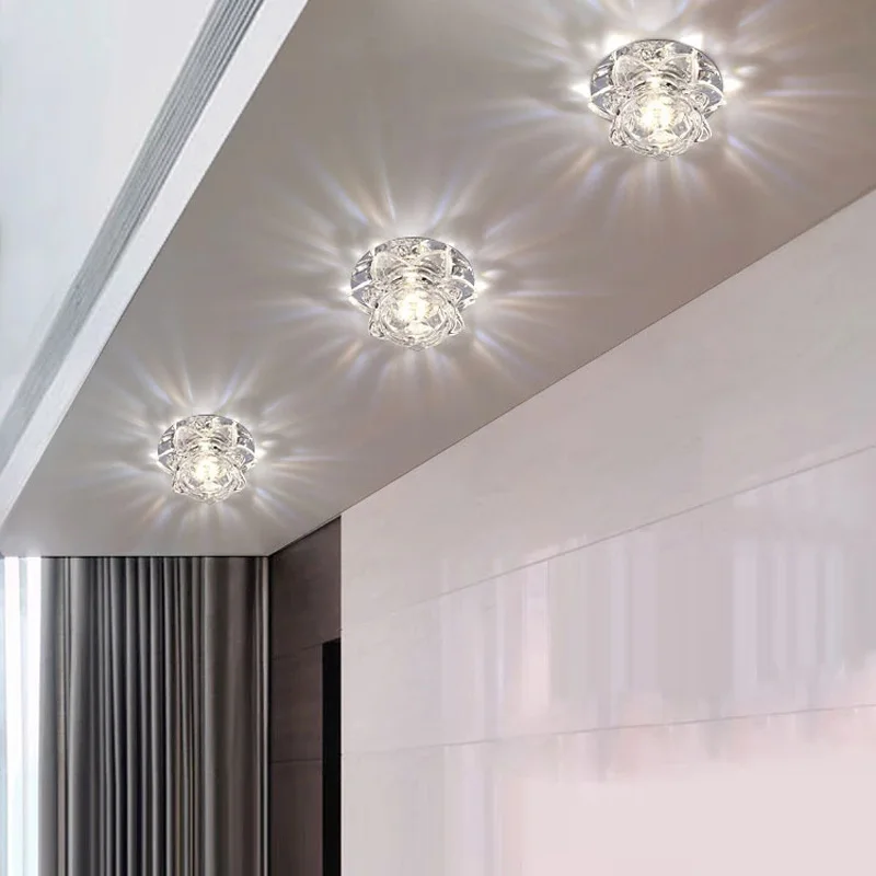 Luz LED de techo de cristal para decoración de sala de estar, luz empotrada para pasillo