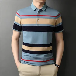 Men's Polo Shirt Business Casual Summer Short Sleeves Tops Pattern Print Button T Shirt Loose Clothes Fashion Polo T Shirt