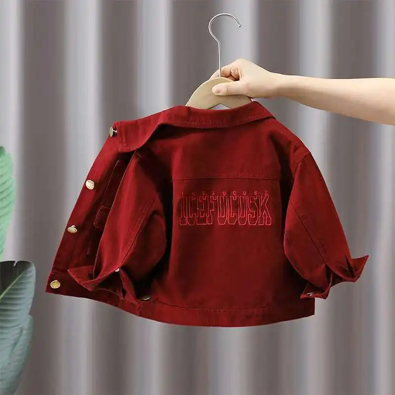 3-9Y Kids Casual Jacket Boys Solid Color Jeans Coats Fashion Girls Denim Jacket Baby Clothes Children Outerwear