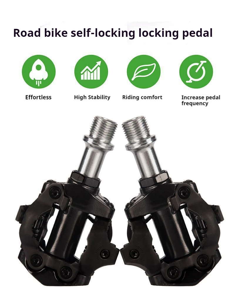 ENLEE Fahrradschlosspedal 1, mit kostenloser Klampe für SPD-System, MTB, Straße, Aluminium, rutschfest, abgedichtetes Lagerschloss-Zubehör – Detail 1