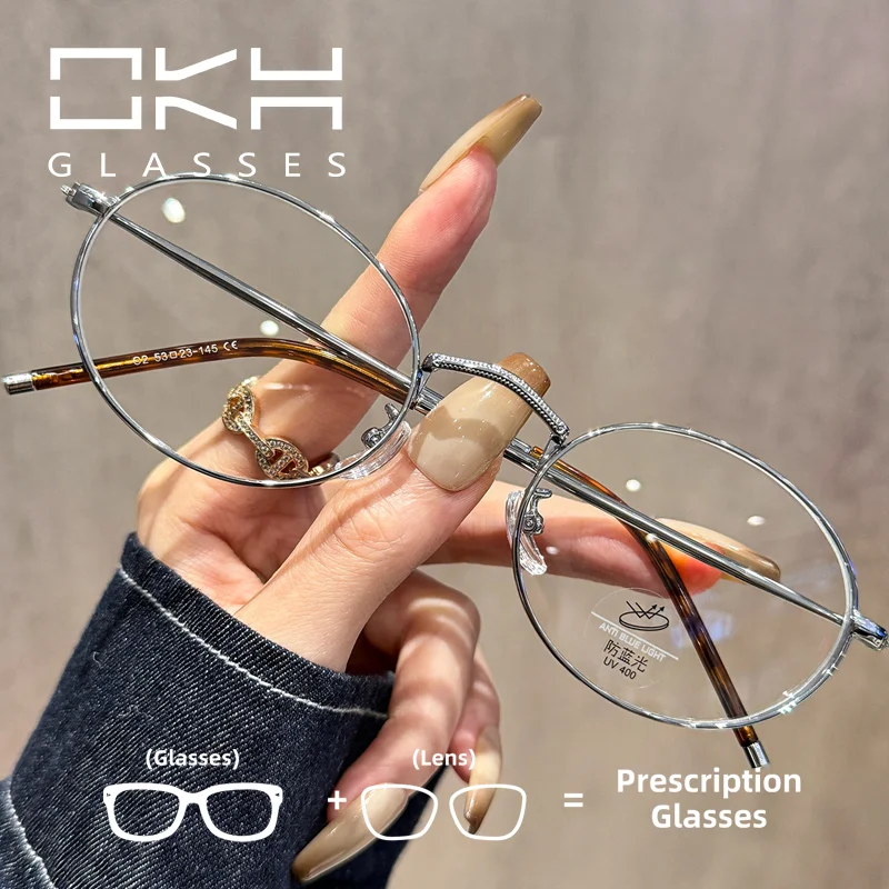 

OKH литературные овальные золотые шелковые очки с защитой от синего света для близорукости для мужчин и женщин по индивидуальному заказу для чтения по рецепту