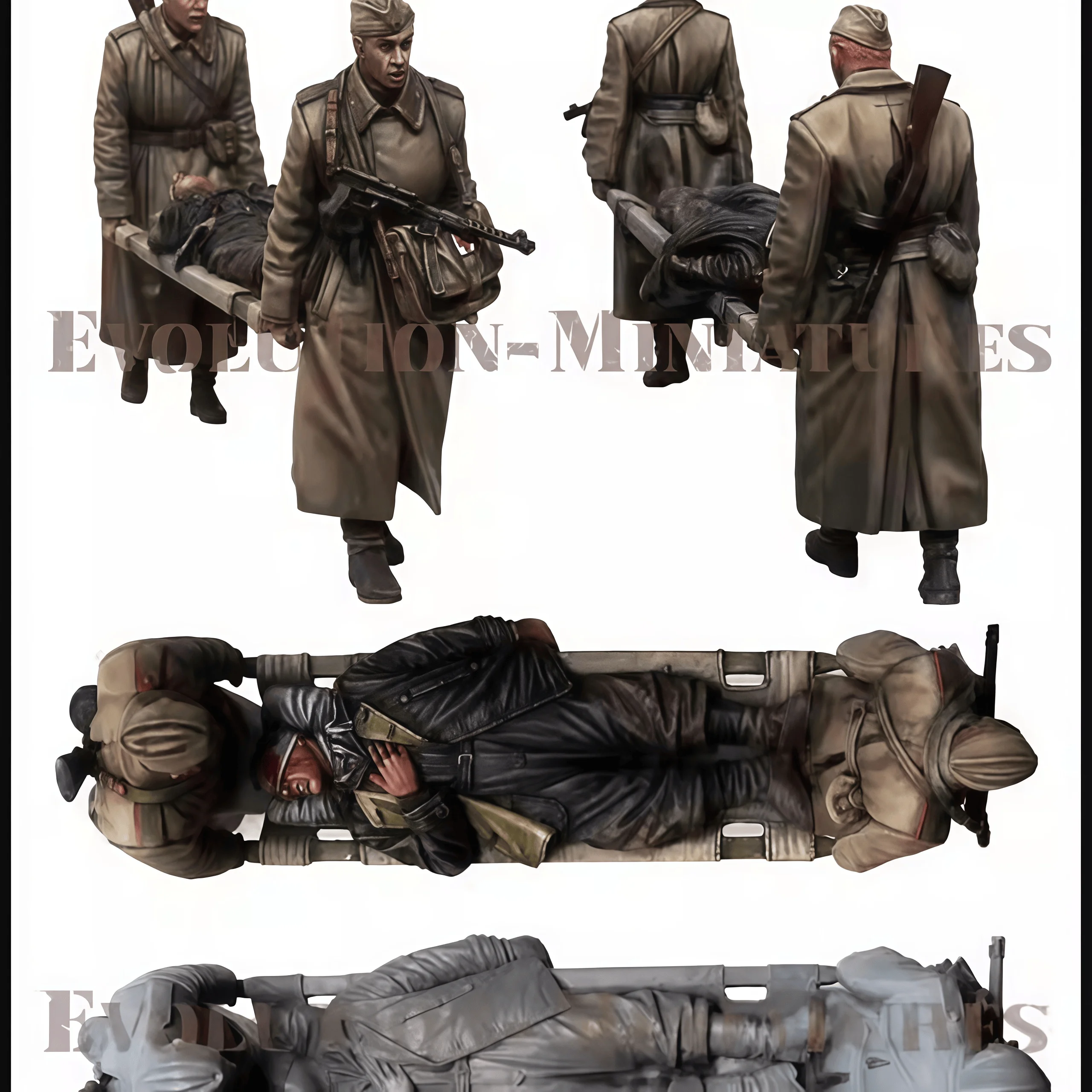 1/35 Casting Resin Model Assembly Kit, GK, Rescue Soldier Status: 3 People, Unpainted