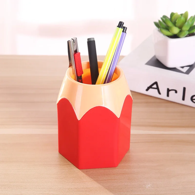 Pot à crayons créatif en plastique, porte-pinceau de maquillage, vase de bureau, fournitures scolaires et de bureau