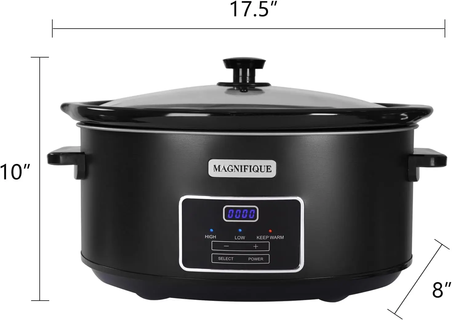 طباخ بطيء قابل للبرمجة سعة 8 لتر من الفولاذ المقاوم للصدأ باللون الأسود فعال لأجهزة الطبخ في المطبخ العائلية
