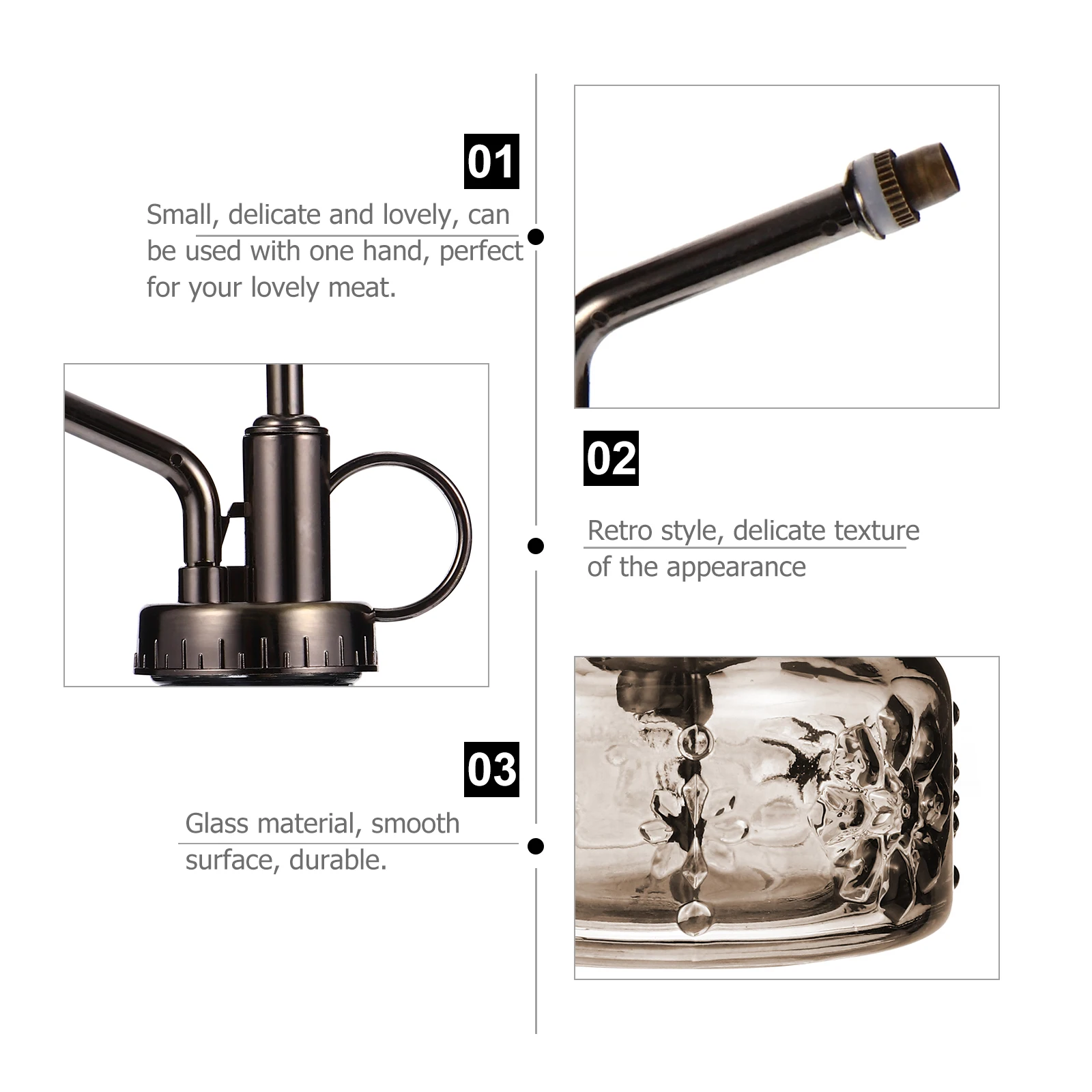 

1Pcs European Style Glass Watering Can Retro Relief Design Easy Watering Indoor Outdoor Plants Succulents Bonsai Flower Spray