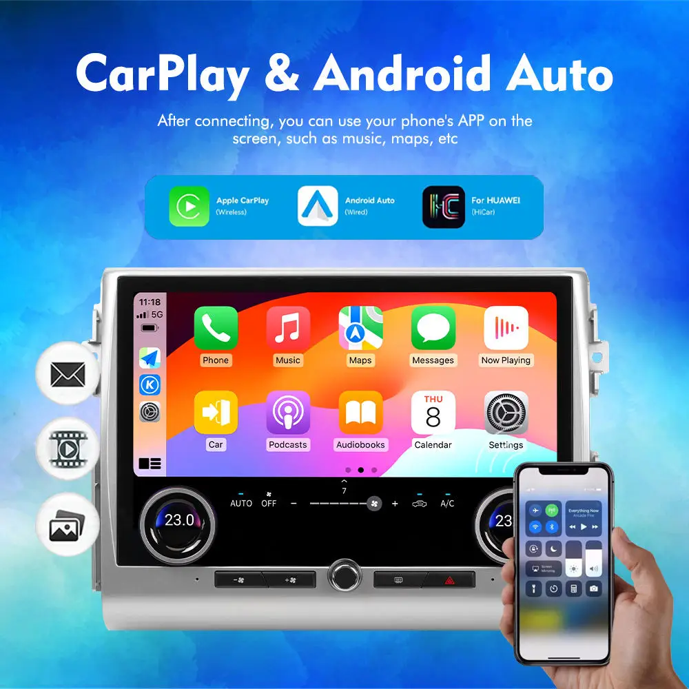 NaviHua 13.3 بوصة راديو سيارة أندرويد جديد لتويوتا FJ كروزر 2007 2024 Carplay الملاحة سماعة الرأس رصد مشغل وسائط متعددة