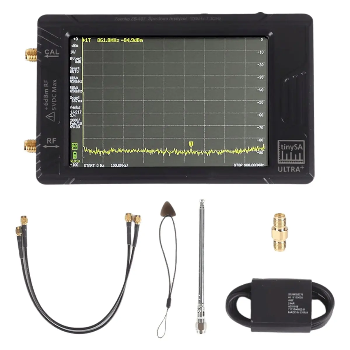 AA80 100KHz-7.3GHz Spectrum Analyzer High-Frequency Signal Generator 5000mAh Battery 4Inch Display Supports Drone Detection