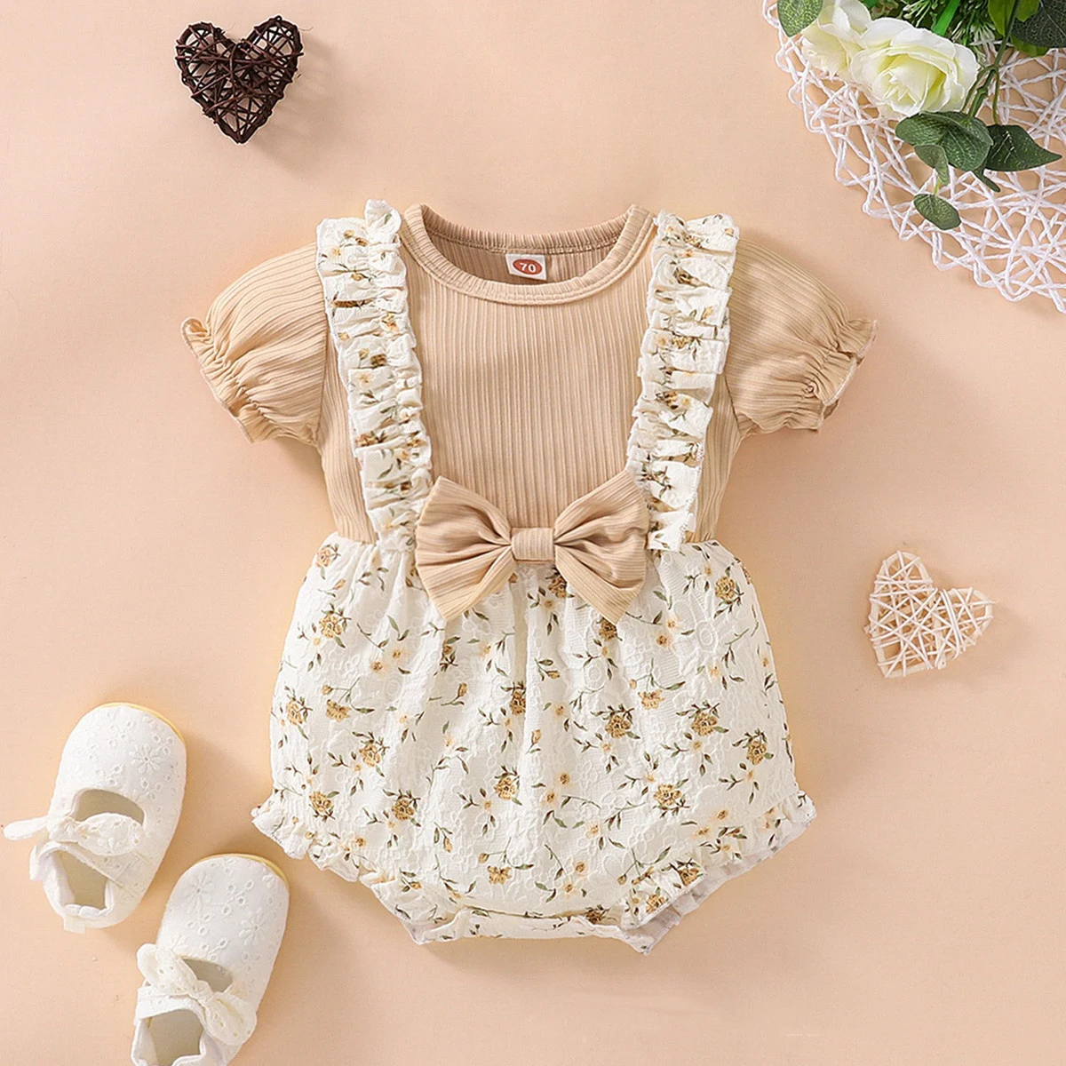 Baby Girl Clothes Floral dress One-pieces Newborn Bodysuit with Headband Summer Jumpsuit Fashion Toddler Outfit Suit