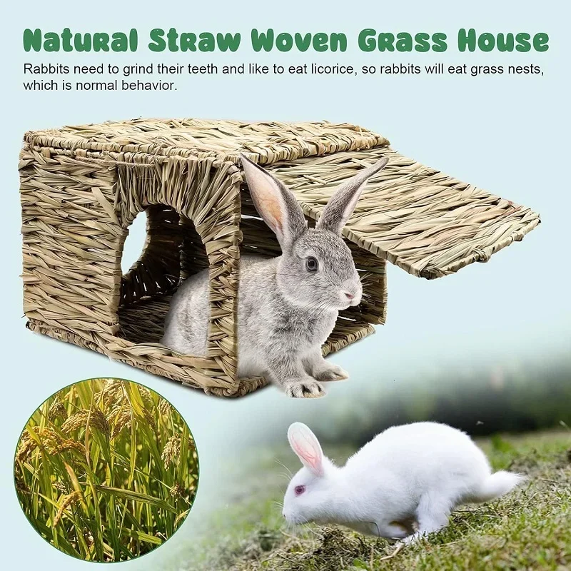 Natural water grass rabbit cage, foldable woven grass mat, environmentally friendly and warm, Totoro guinea pig grass nest