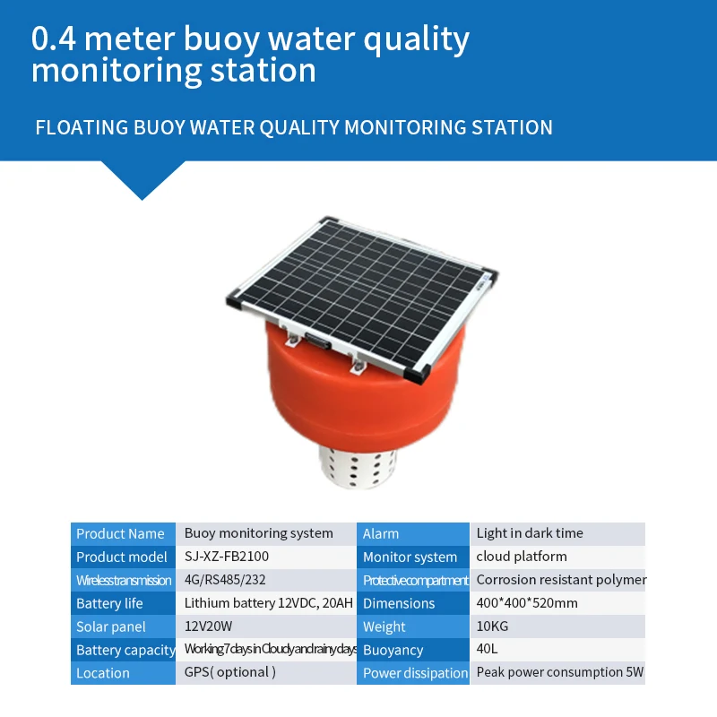 Polyethylene Lake Buoy Diameter 400mm with Solar Buoy Warning Light  with Water Sensor for Water Quality Tester