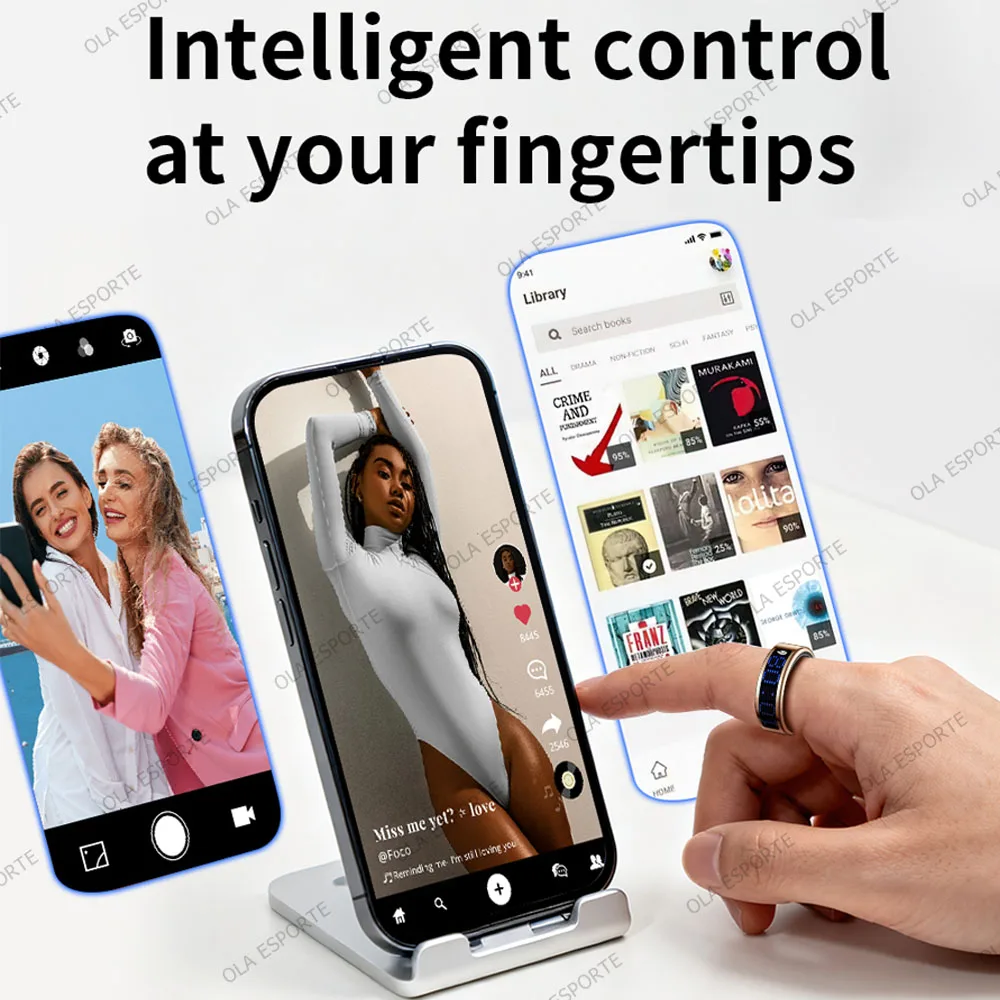 Smart Ring Display Screen Touch Incaming Call Reminder Tasbih Counter Health Manager Waterproof Multi Sports Mode Men Women R11C view 5