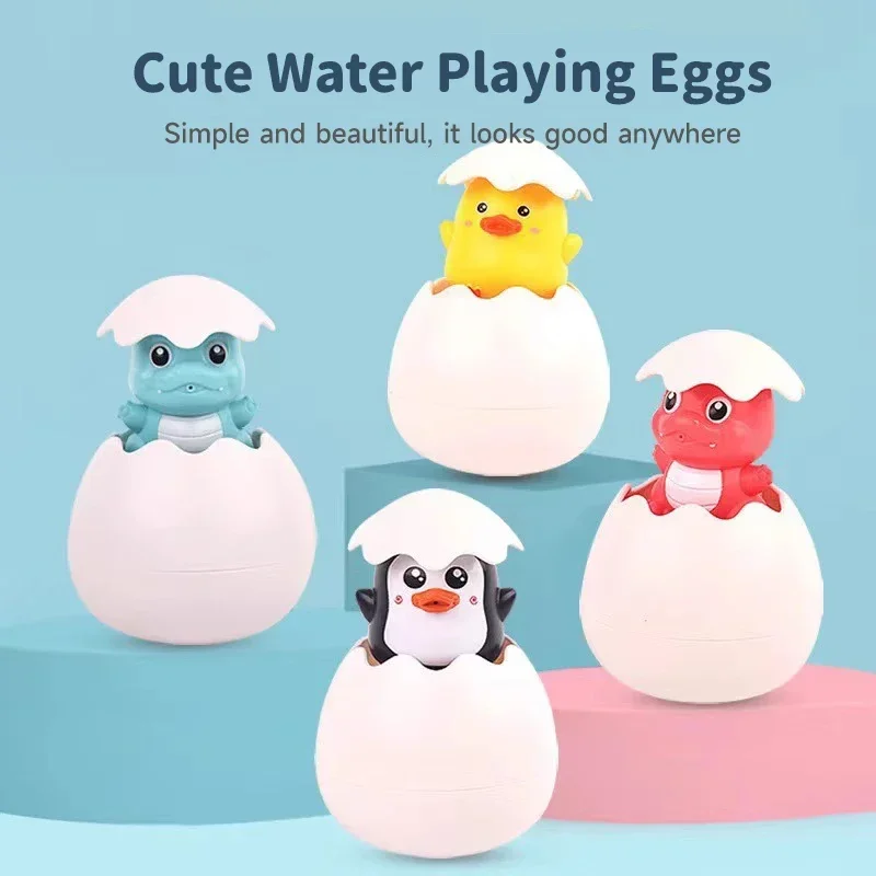 

Cute Duck & Penguin Baby Bathing Toy Set Toddler Sensory Bath Toys Water Spray Sprinkler Swimming Egg for Bathroom Fun