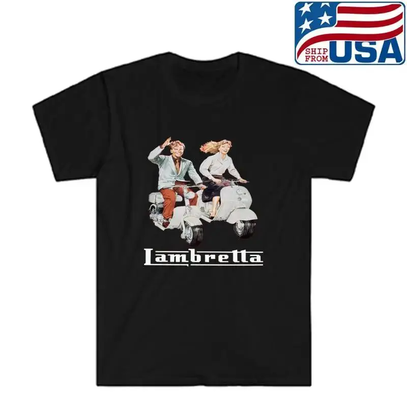 Lambretta Scooter Classic Men's Black T shirt Size S to 5XL