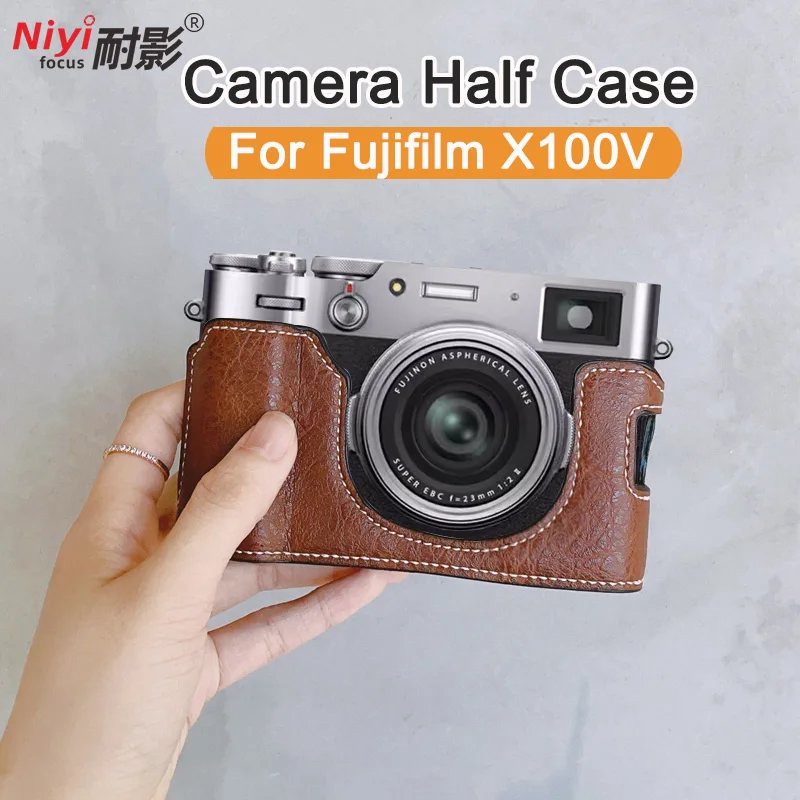 For Fujifilm X100V Protection Cover Base Leather Camera Case Portable Detachable Battery Wrist Strap Shoulder Strap Accessories