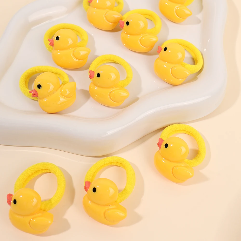 10 قطع الأطفال الكرتون الشعر التعادل لطيف الأصفر بطة العصابات الشعر طفل الفتيات حبل الشعر الصغير عالية المرونة شريط مطاطي اكسسوارات #6