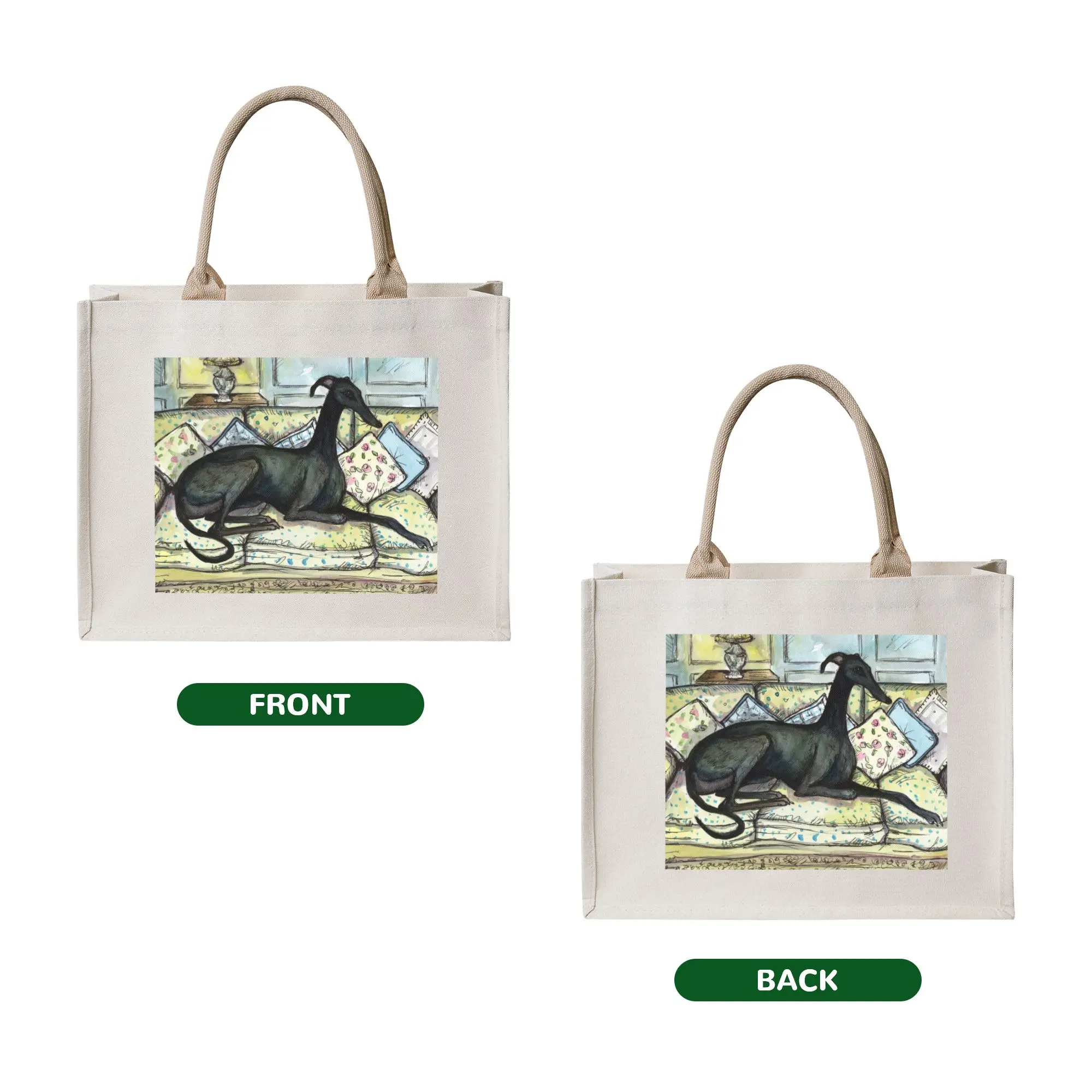 Custom Cartoon Greyhound Sighthound Dog Shopping Bags Women Portable Large Capacity Groceries Whippet Puppy Tote Shopper Bags