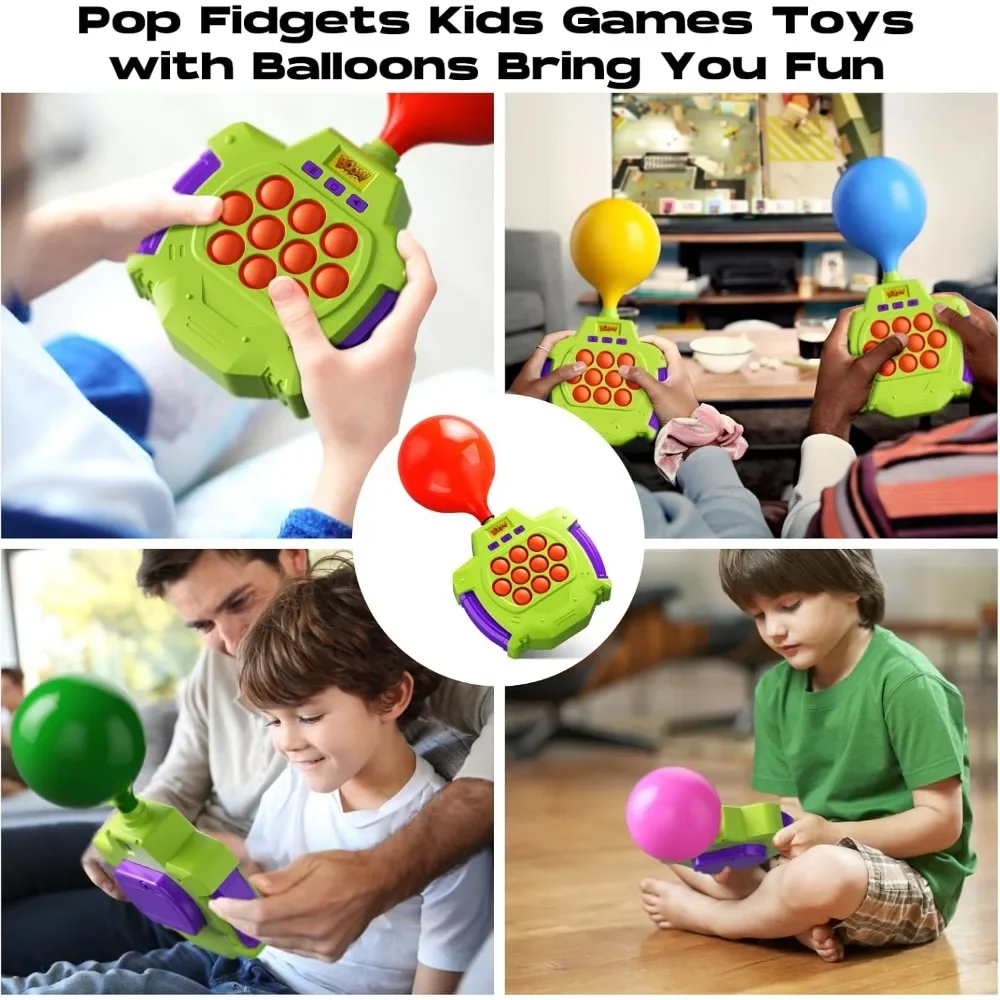 Juego Pop de empuje rápido con globos, juguetes iluminados Pop It Fidget para niños y adultos, juguete de empuje sensorial para apretar, juego de rompecabezas interactivo