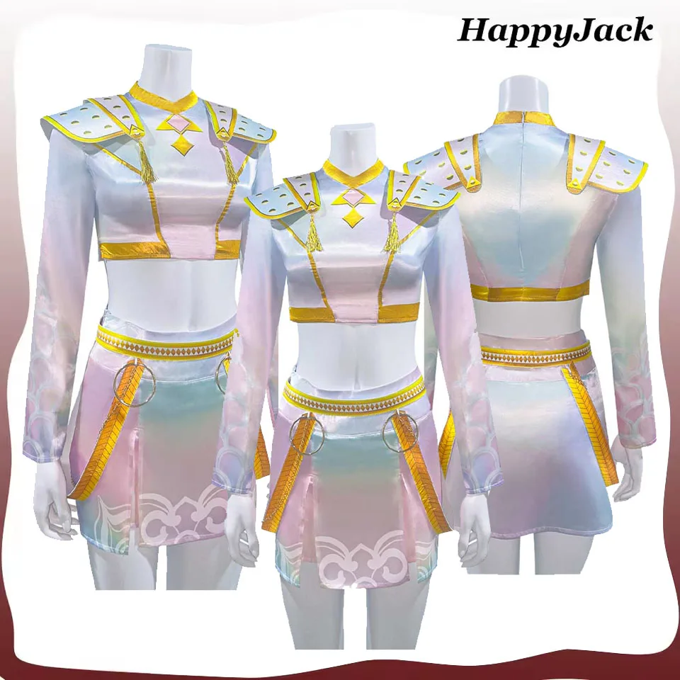 

Детский костюм для косплея Zoey, Demons 2021, ролевая игра с героями мультфильмов «Охотники», топ для девочек, юбка, наряды с поясом, карнавальная одежда на Хэллоуин, костюм