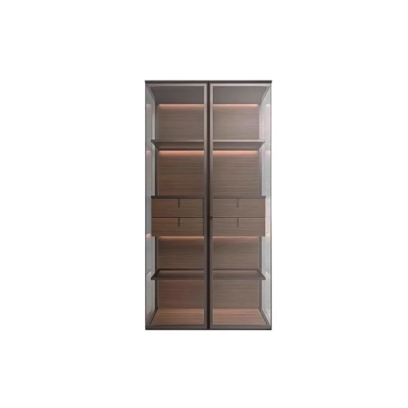 

Double door glass aircraft wine modern high-end figure wine display solid wood dining side cabinet
