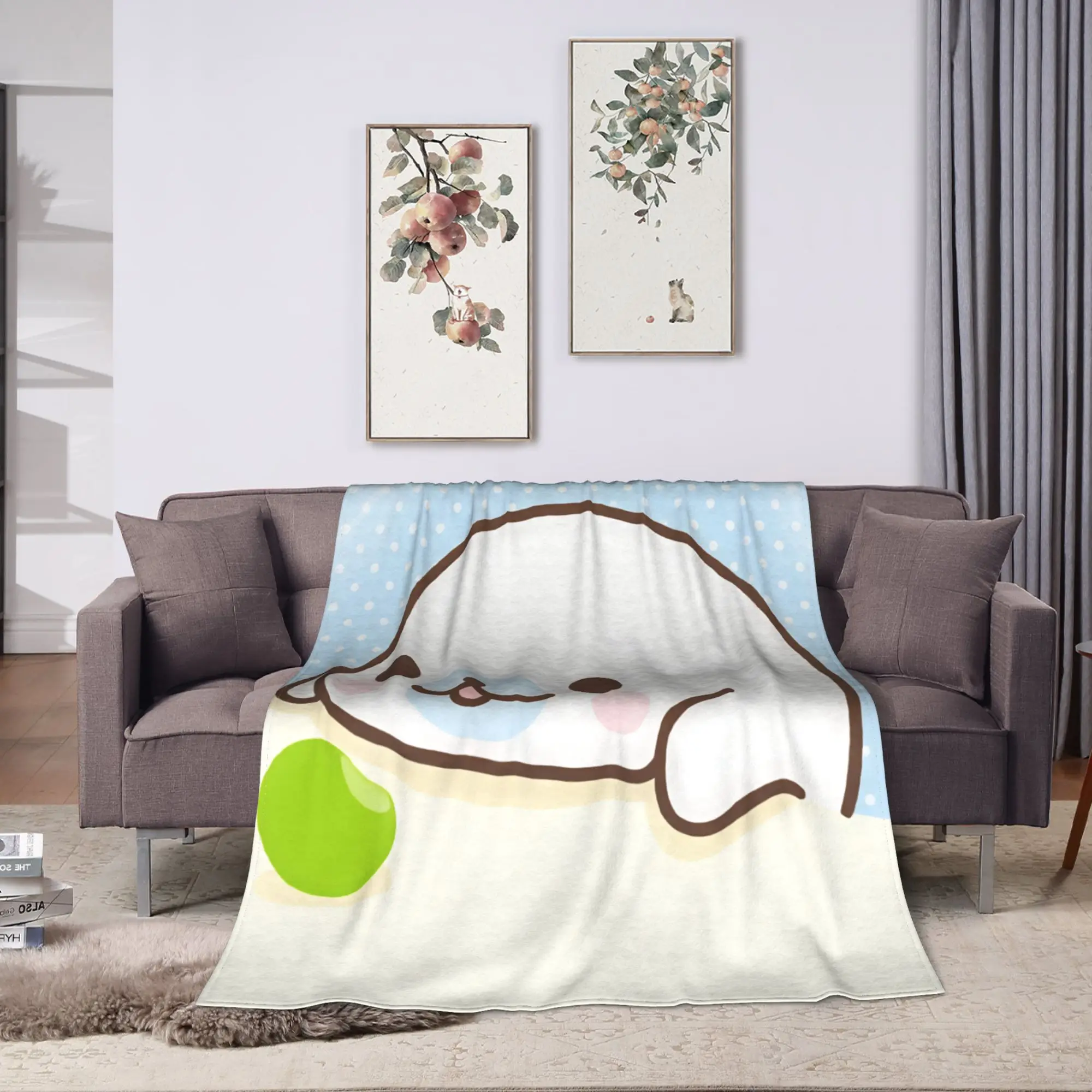 CUTE M-Mamegoma Seal Blanket  Warm Soft Comfortable Plush Throw Blanket For Girls Boys Outdoor Flannel Bedspread Bed Cover