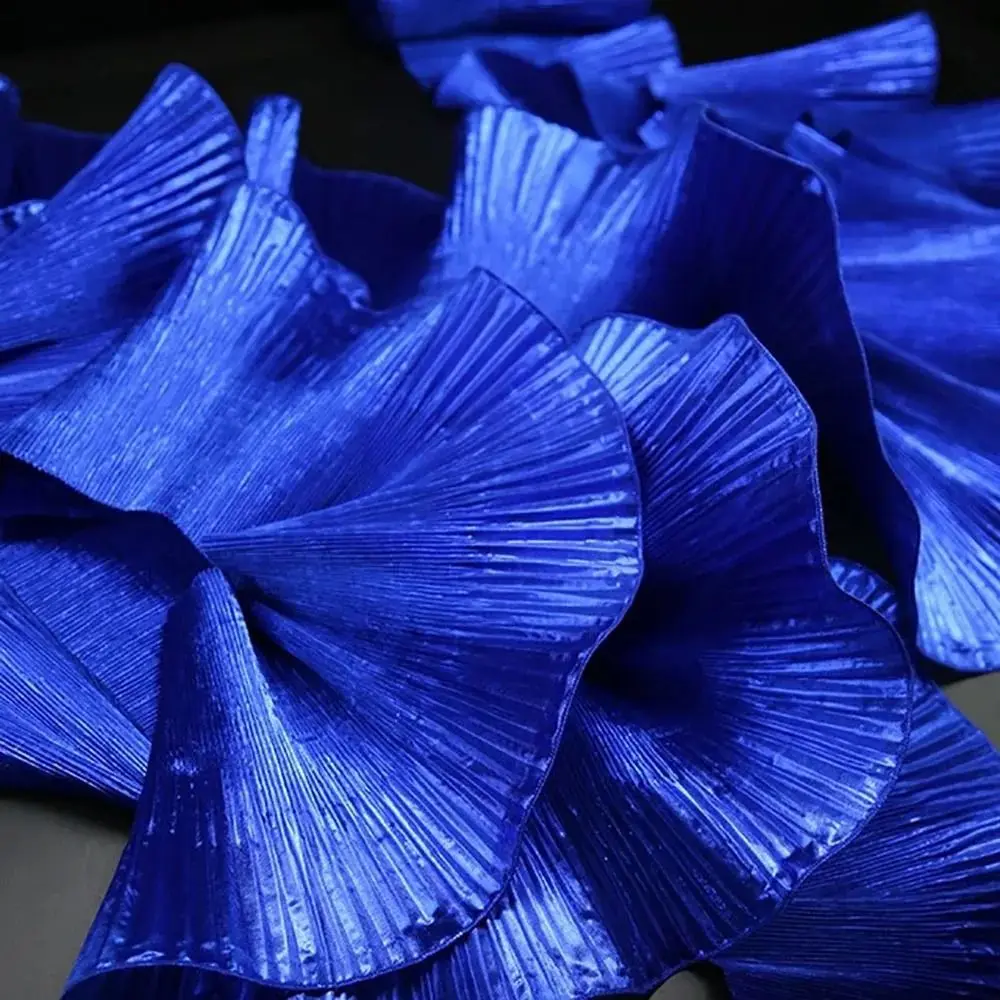 METALLIC Lustrous Big WAVE ลูกไม้ผ้า 1 หลา 15 ซม.กว้างจีบตาข่าย Organza DIY จัดแต่งทรงผมเย็บแฟชั่นจีบ Ruffle ลูกไม้ผ้า