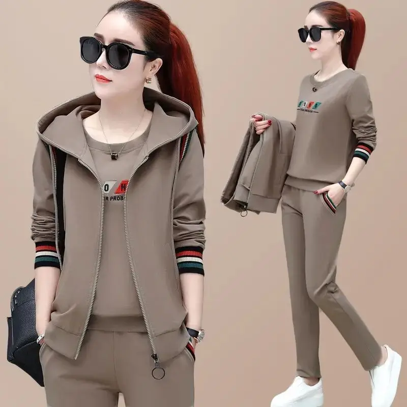 Fashion Women\'s Suit 2024 New Korean Version Spring and Autumn Long Sleeve Top Casual Sportswear Elegant Women\'s Three Suits