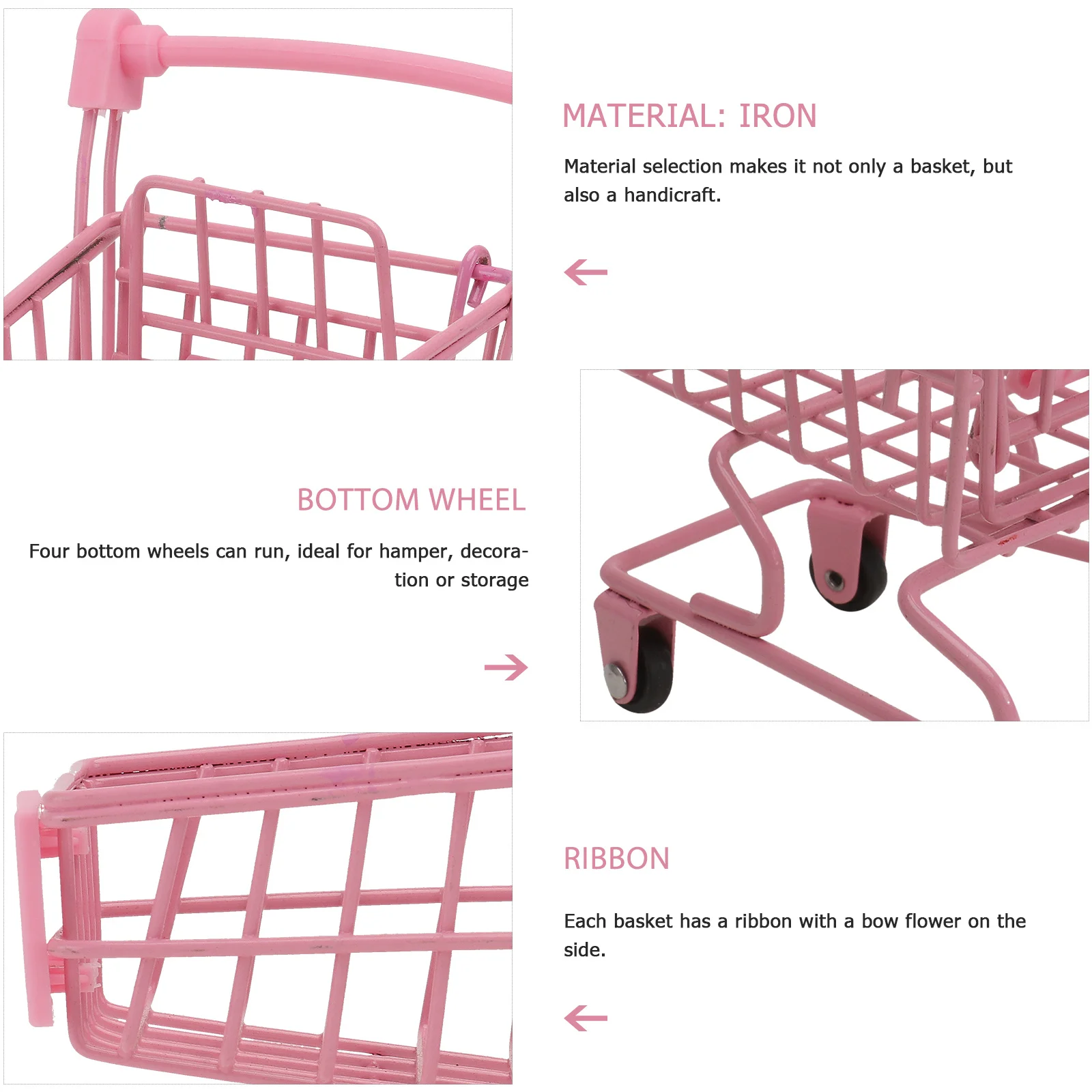 

1Pcs Mini Shopping Cart Trolly Size S Durable Plastic Storage Basket Desktop Organizer Photo Props Wheel Color Random Home Decor