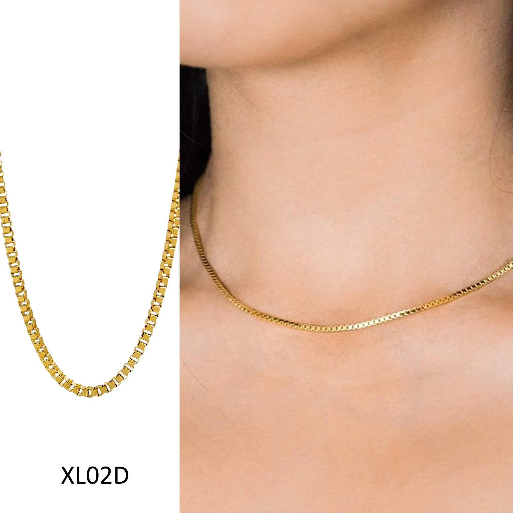 CARLIDANA Fashion New Design Chain Necklace Women Jewelry 18k Gold Plated Stainless Steel Thin Flat Snake Chain Necklace