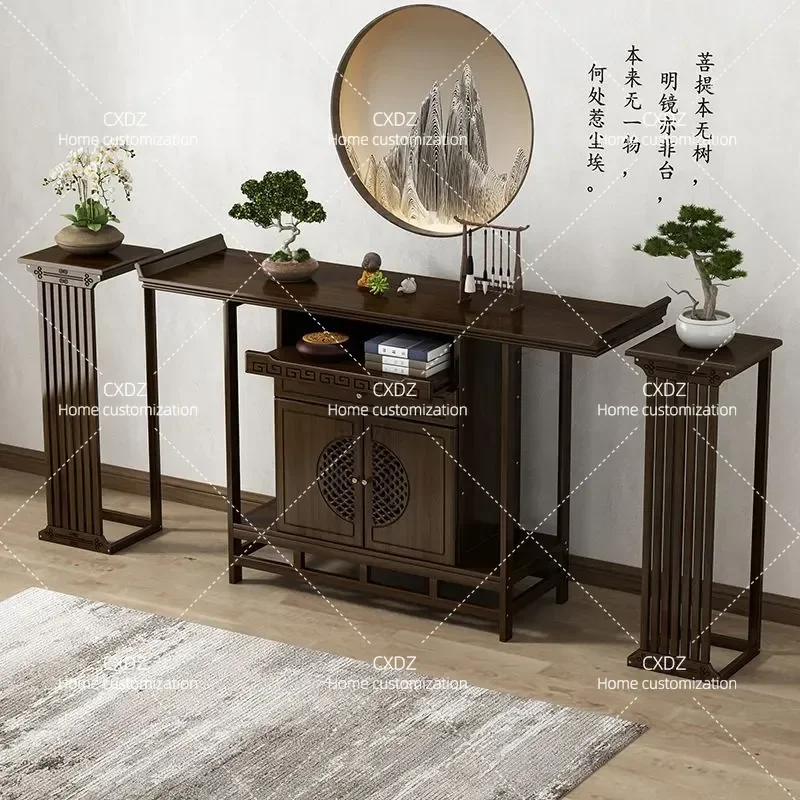 New Chinese Style Entrance Table Light Luxury Solid Wood Entryway Cabinet Household Console Table for Living Room Hallway