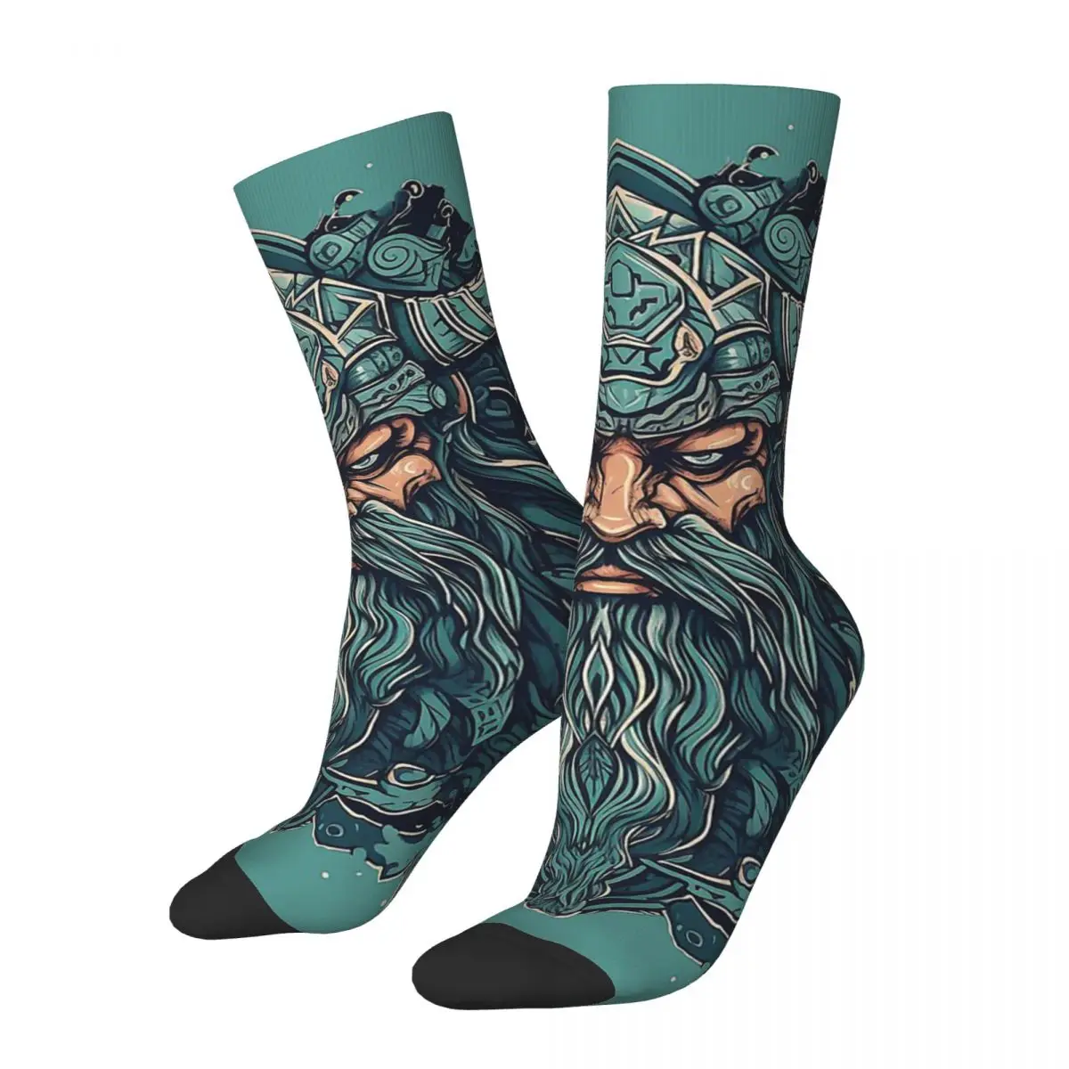 Norse Warrior Viking Warrior Wearing A Horned Helmet Men Women Socks Outdoor Novelty Spring Summer Autumn Winter Stockings Gift