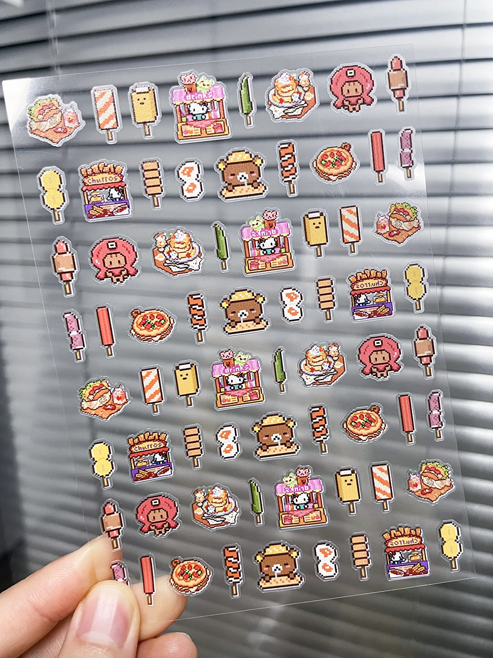 

Kawaii Pixel Style Rilakkuma Nail Sticker Decail Cute Food Amulet Little Bear Diy Handmade Camera Water Cup Sticker Decoration