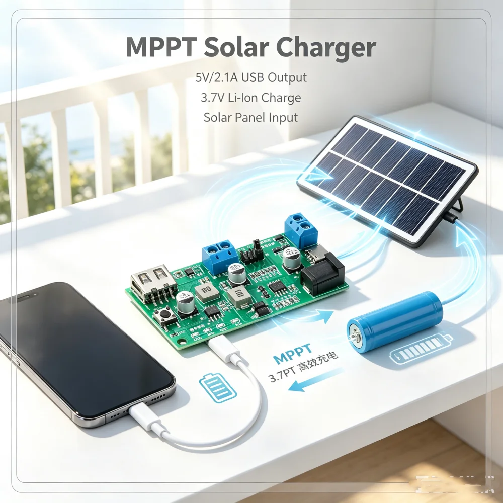 MPPT Solar Charge Controller Module 12V 12A With LED Indicator For Ternary Lithium Iron Phosphate Battery Protection