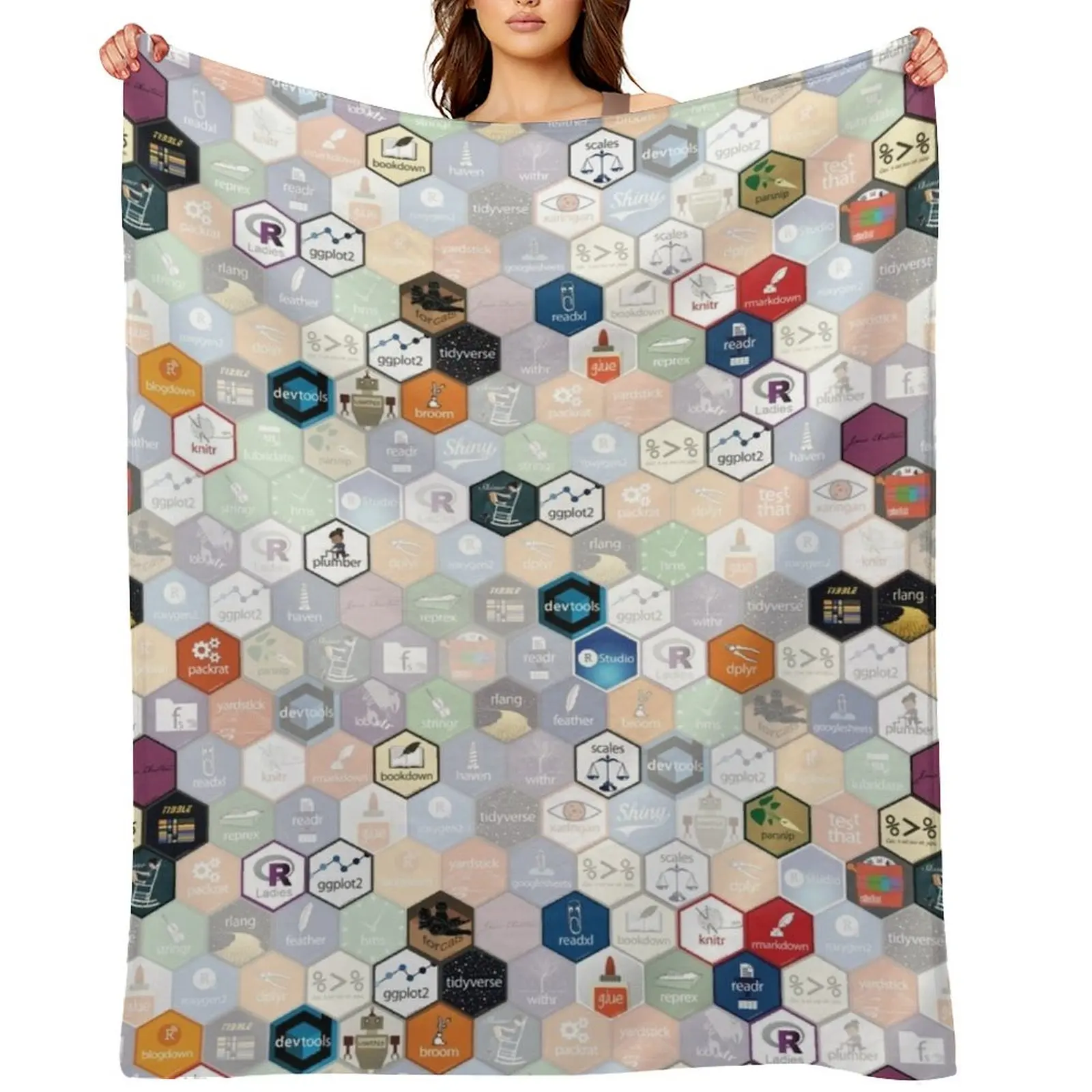 R hex fabric (small hexes) Throw Blanket Bed Sofa Throw Winter beds Thermal Blankets