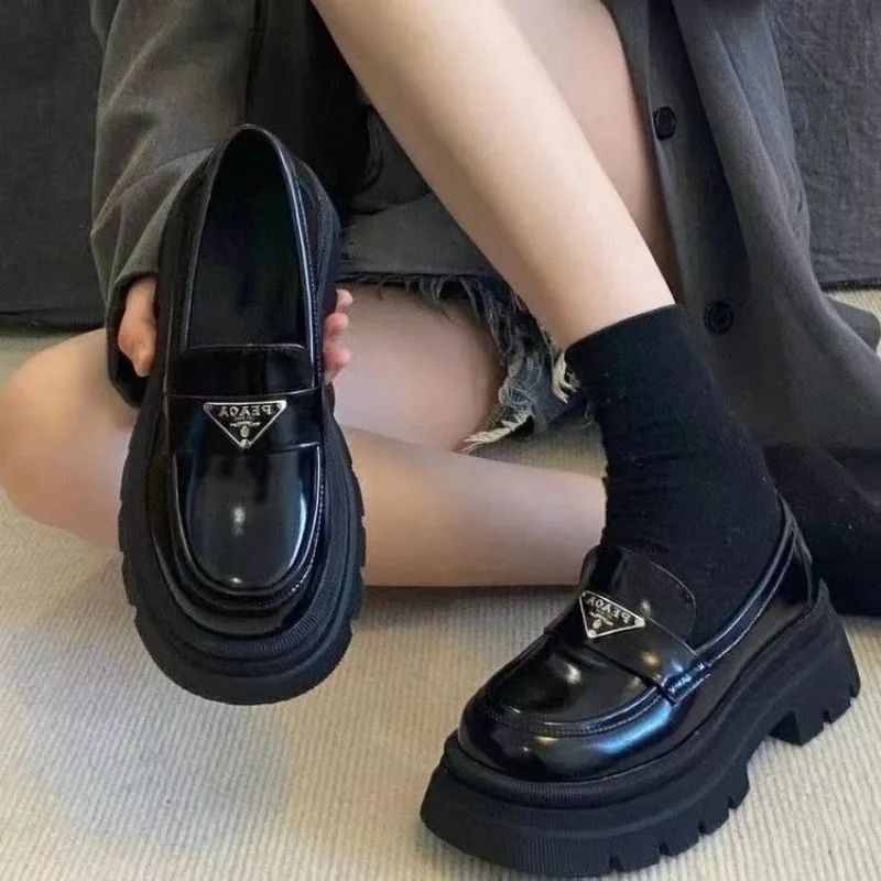 Women Sandals Autumn Women Shoes Versatile British Style Clogs Thick Soled Oxford Shoes Black Autumn New College Style Retro