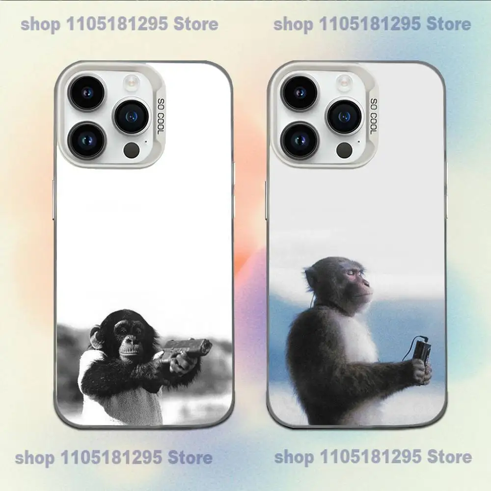 

Cute Funny Monkey Phone Case For iPhone 17,16,15,14,13,12,11,Mini,Pro,E,MAX White Candy Matte Shockproof Cover