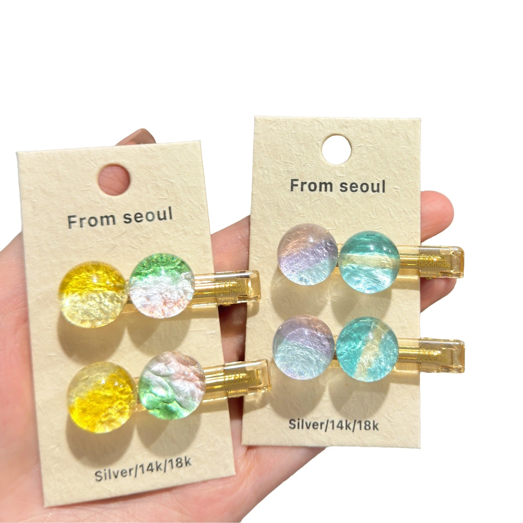2PCS Acetate Dopamine Geometric Summer Beach Bang Clip Ins Style Party Hair Accessories for Women Girl