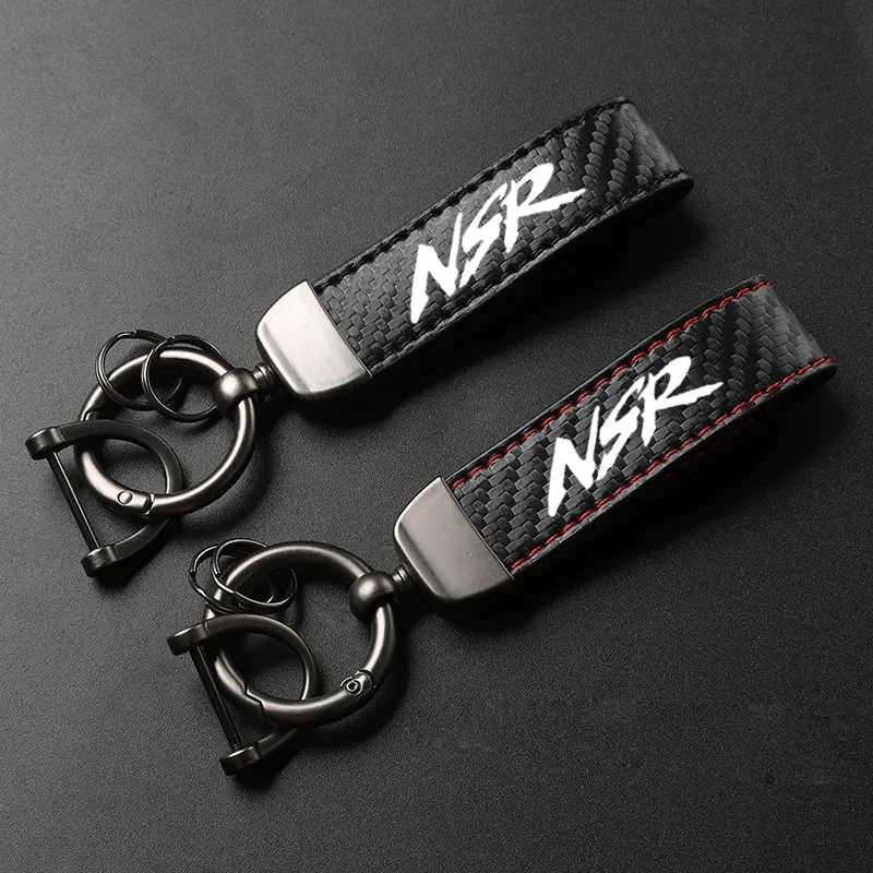 1PCS Motorcycle PU Leather Carbon Fiber Pattern Keychain Accessories For HONDA NSR125 NSR150 NSR250 NSR 125 150 250 Motorcycle