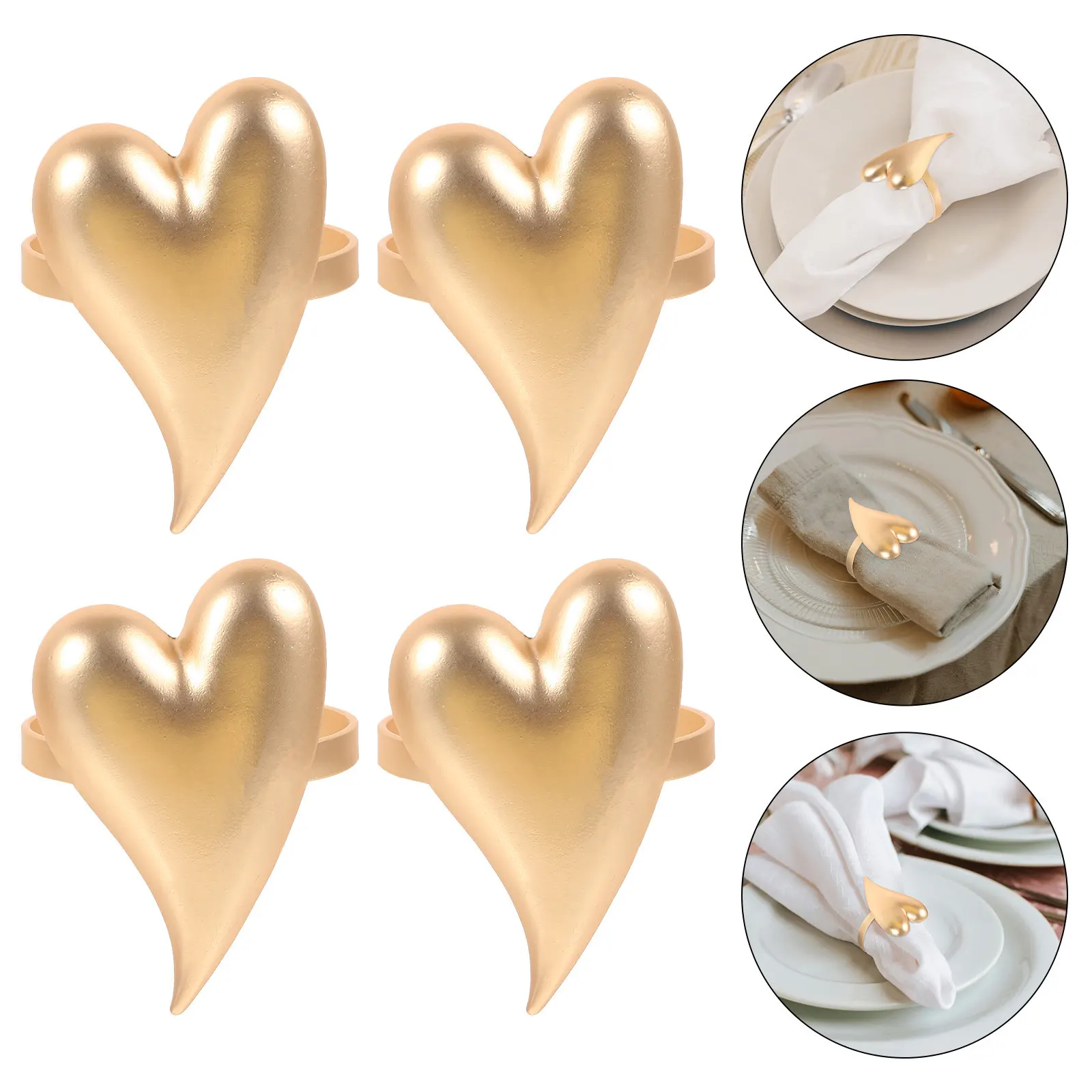 

Набор из 6 металлических колец для салфеток в форме сердца, премиум-класса, для Дня святого Валентина, свадеб, вечеринок, декора стола, держатели для салфеток