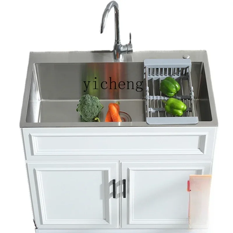 

XL Aluminum Alloy Wash Wardrobe Floor Type Sink Cabinet Vegetable Washing Cabinet Combination Sink