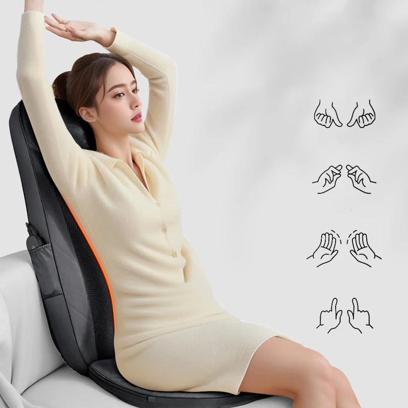 Electric Massage Full Body Chair Neck Back Waist Massage Cushion Heat Vibrate Kneading Back Massage Pad Seat Relaxation 220V