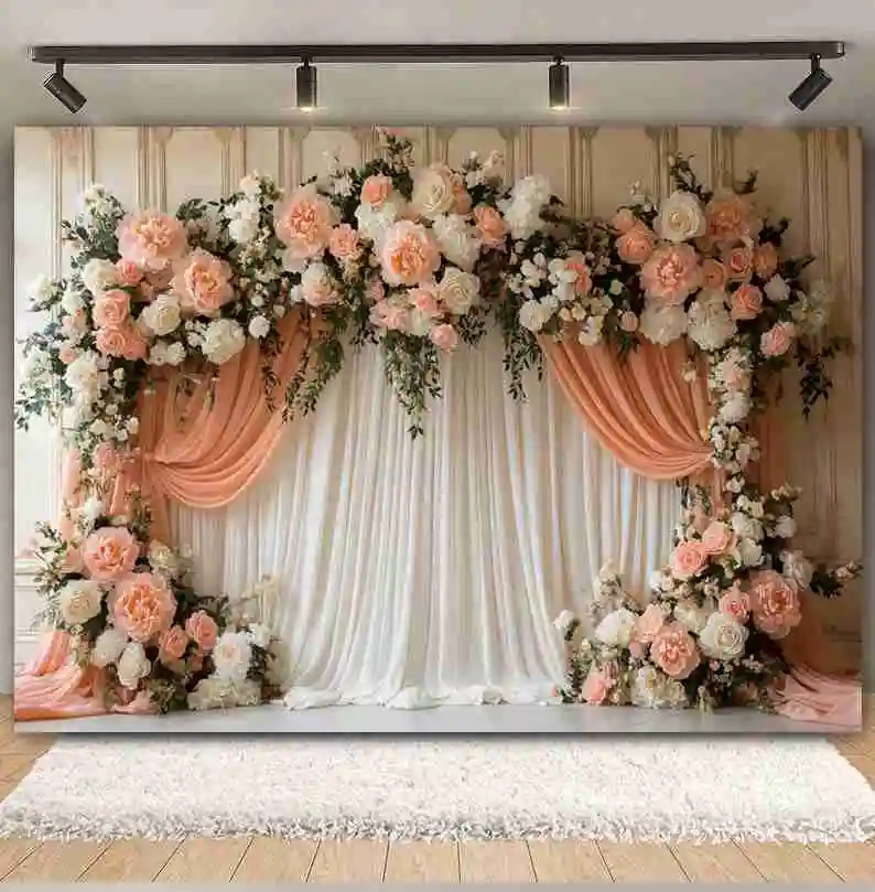 Свадебный цветочный фон для фотографии Цветочная арка Свадебный душ Портрет для беременных Взрослый день рождения Фотофон Декор