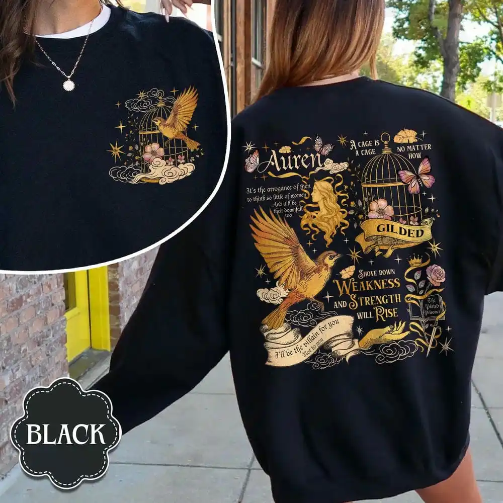 Überzogenes Prisoner Book Sweatshirt Auren & Slade Gild Cage Pullover Damen Vintage Langarm Rundhals-Fleece-Sweatshirt Lässig