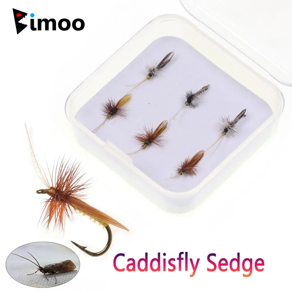 Bimoo Mosca Seca Trucha Caddisfly Sedge #14 Marrón Gris