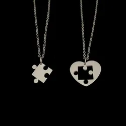 Simple Puzzle Heart Matching Pendant Couple Matching Necklace Couple Good Friends Ladies Men Hip Hop Sweater Chain FashionCollar