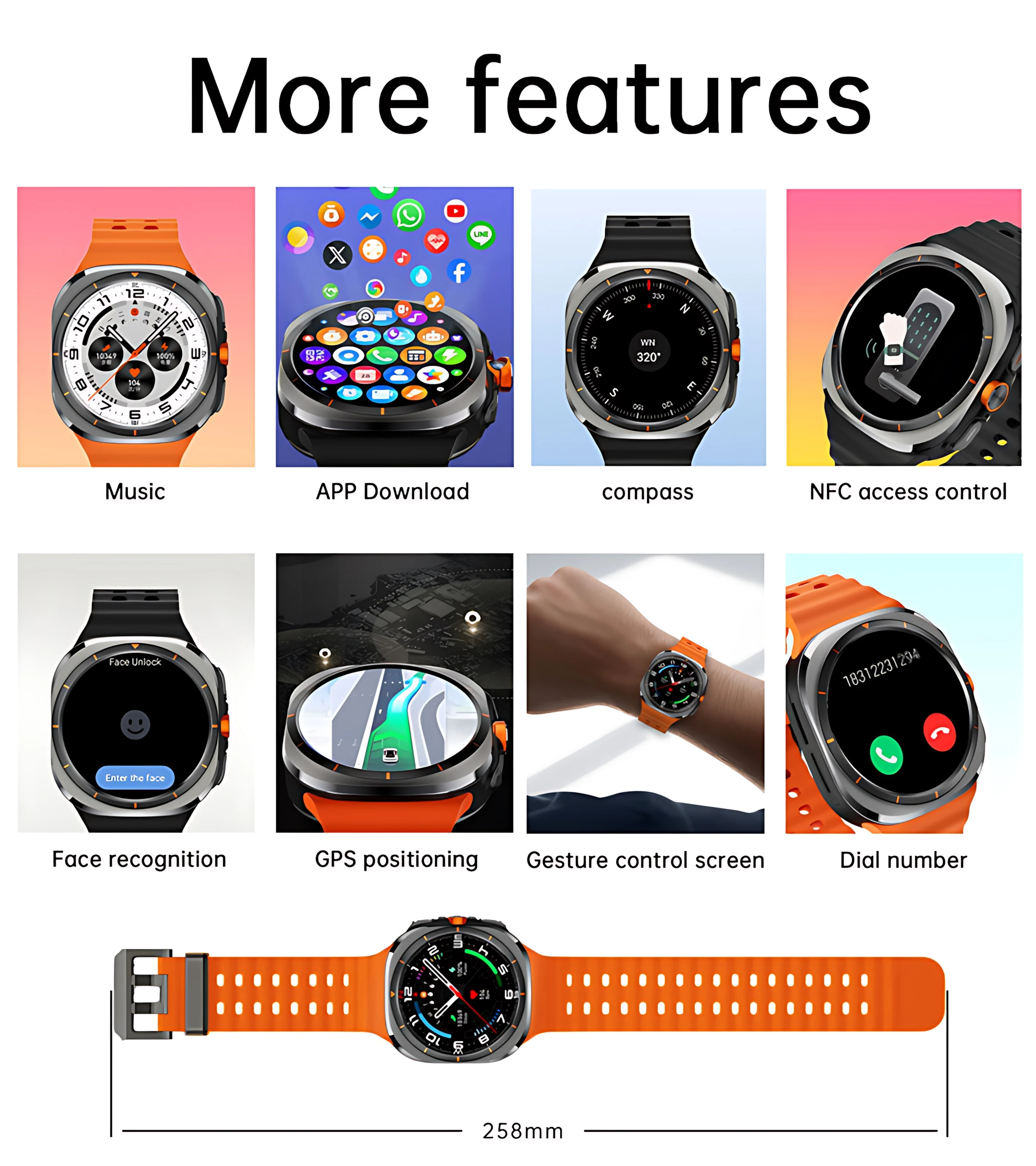 U8 Ultra IOS Android 9.0 Smart Watch Men 4G 5G SIM Card WiFi NFC GPS Compass 32GB Smartwatch Rotating Camera Watch 7 Ultra 2025