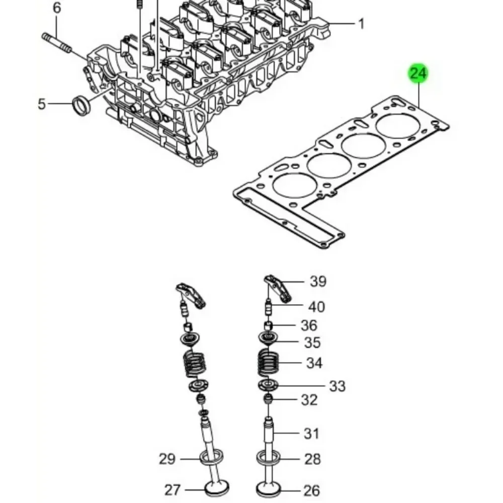 6640160020 Cylinder Head Gasket For Ssangyong Actyon Kyron Rexton Rodius 2.0T 2006 2007 2008 2009 2010 2011