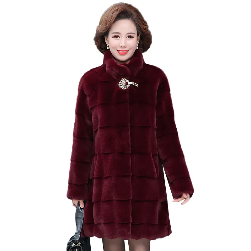 

Autumn Winter Women Coat Middle-aged Elderly Jacket Pop Overcoat Casual Imitation fur Tops Women's Mink Fleece Outerwear R891