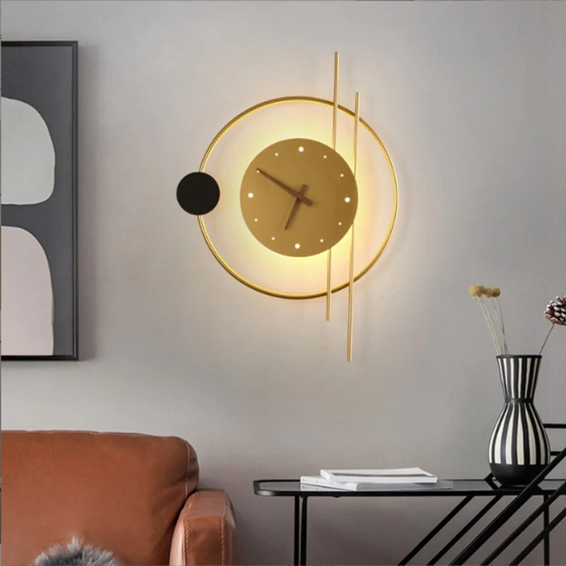 

Modern Wall Lamp Simple True Clock Living Room Bedroom Study Indoor Decorative Lamps Corridor Exhibition Hall Wall Lamp