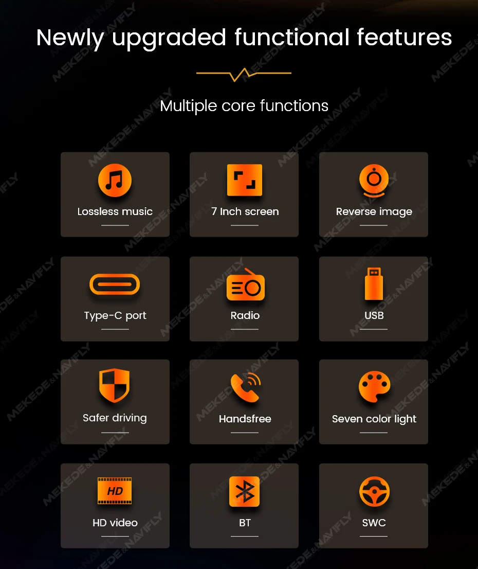 MEKEDE لشاشة اللمس العالمية 7 بوصة عالية الدقة مشغل وسائط متعددة HD فيديو ذكي BT عجلة القيادة التحكم راديو FM TDA7388