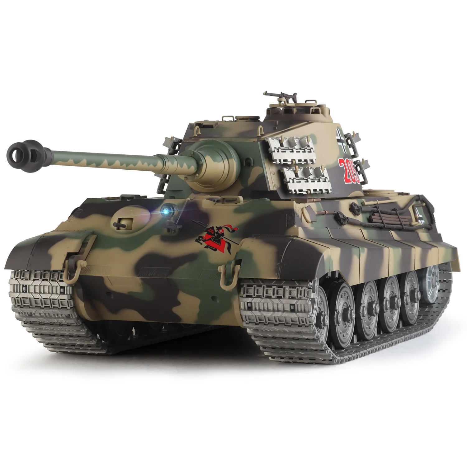 

Heng Long rc tanks 1/16 German King Tiger tank Model(Metal Road Wheel & Sprocket wheel & Gun canal)(360°Rotating Turret)